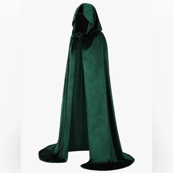 ✨ Enchantress Energy ✨ Emerald Velvet Hooded Cloak Gothic Witchy Cape NEW NWT M - Picture 2 of 5